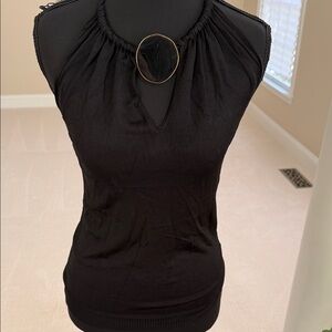 Gucci Black Sleeveless Blouse with Keyhole Detail